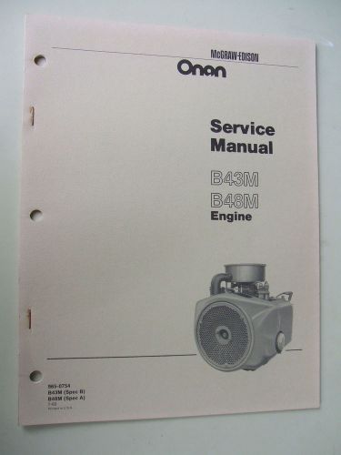 ONAN B43M B48M Series Engine Service Manual NOS Generator Genset Refer Welder