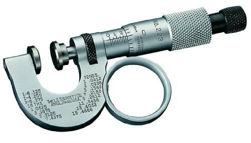 Starrett 223rl paper gauge micrometer, ratchet stop, lock nut, 0-11/32&#034; range, for sale