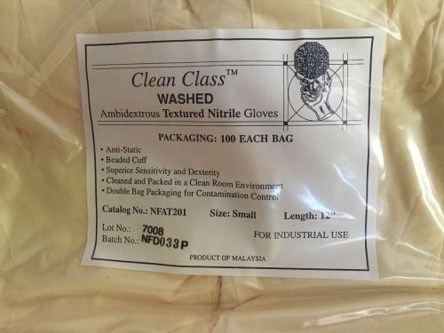 Clean class washed ambidextrous textured nitrile gloves (100) small for sale