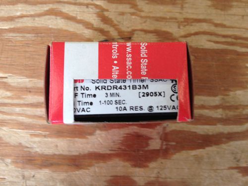 SSAC KRDR431B3M Recycling Timer, On time: 0.1-10S Off time fixed 3M 120VAC *NEW*