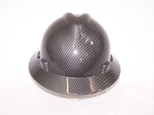 New Custom MSA V-Gard Hard Hat W/FasTrac Graphite/Black Carbon Fiber Gloss (GCF2