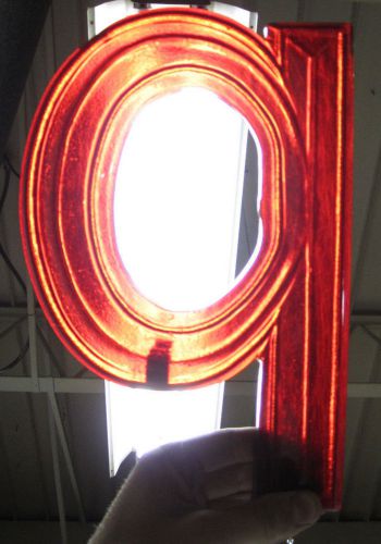 Vtg Sign Letter Lower Case &#034;q&#034; Marquee Display Red Plastic Hanging  Clear
