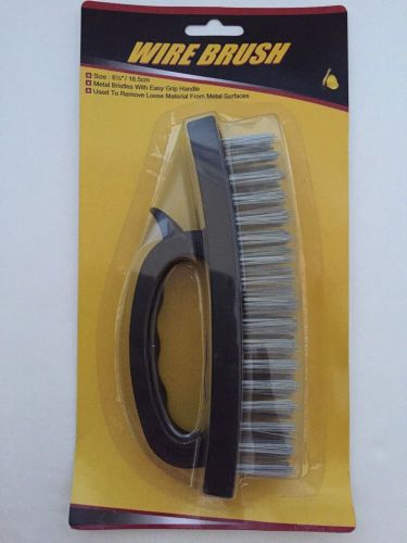 6.5&#034; inch Heavy Duty Stainless Steel Wire Brush Plastic Grip (Black)