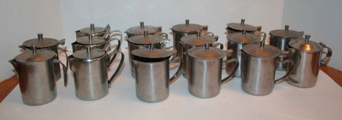 Lot of 16 Stainless Steel Creamers Servers Pots Teapot Hinged Lid 10-oz Capacity