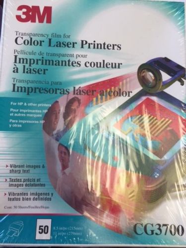 3M CG3700 TRANSPARENCY FILM FOR COLOR LASER PRINTERS 50 SHEETS  SEALED