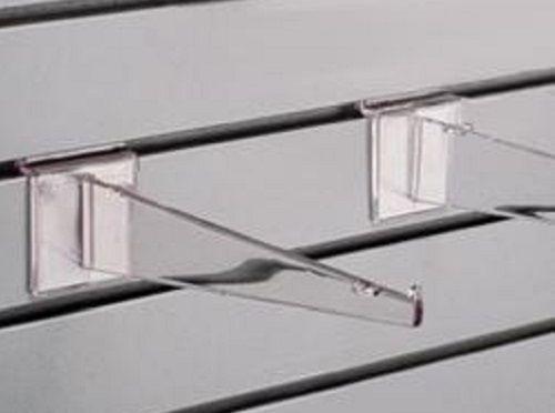 12&#034; Clear Acrylic Plexiglass Slatwall Shelf Brackets Lot of 50, New