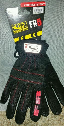 New ringers gloves fr5 black cuff fire &amp; ems size large fire resistant proof for sale