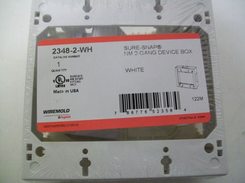 Wiremold 2348-2-WH Sure Snap NM 2-Gang Device Box White New