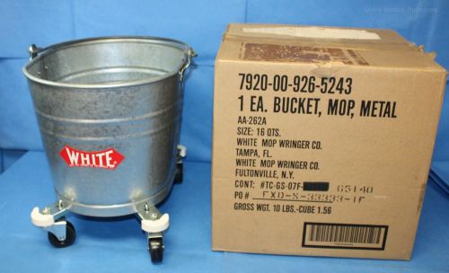 White mop wringer co. 16 qt. commercial oval wheeled mop bucket aa-262a new for sale