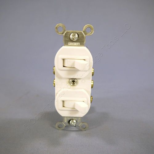 Leviton RETRO White Duplex Toggle Light Switch Single-Pole &amp; 3-Way Bulk 5241-W