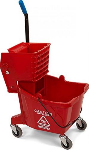 Carlisle 3690805 mop bucket with side press wringer, 26 quart / 6.5 gallon, red for sale