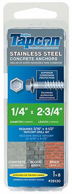 ITW BRANDS - 8PK 1/4x2.75 Hex Anchor