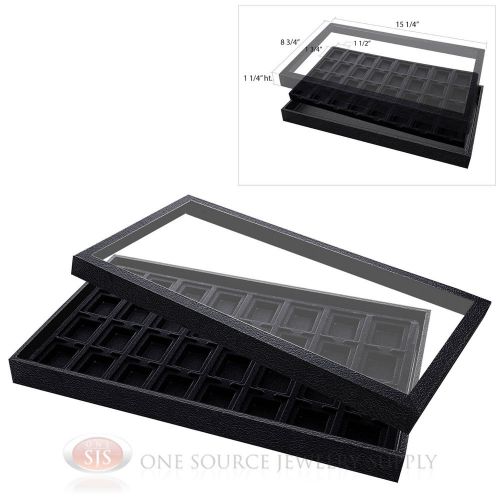 (1) Acrylic Top Display Case &amp; (1) 32 Compartmented Black  Insert Organizer