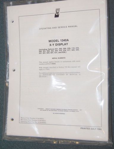 HP Model 1340A X-Y Display Operating &amp; Service Manual §