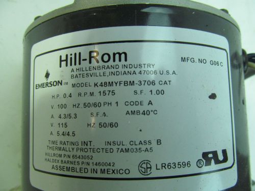 Hill-Rom K48MYFBM-3706 Electric Motor Hospital Bed HP.4/ V115/ RPM1575/HZ50/60