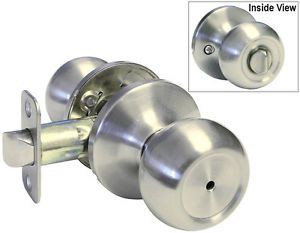 Privacy satin nickel round knob knobs door no lock locks brushed bedroom lever for sale