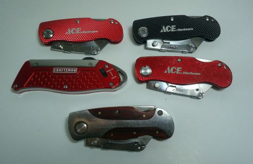 Lot of 5 Stanley Craftsman Ace Folding Lockback Utility Knife Box Cutter