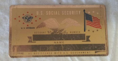 3 Metal social security card u.s. veteran  lot Un stamped