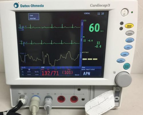 Datex Ohmeda Cardiocap 5 Patient Monitor - NO CO2 and NO 5 Agent