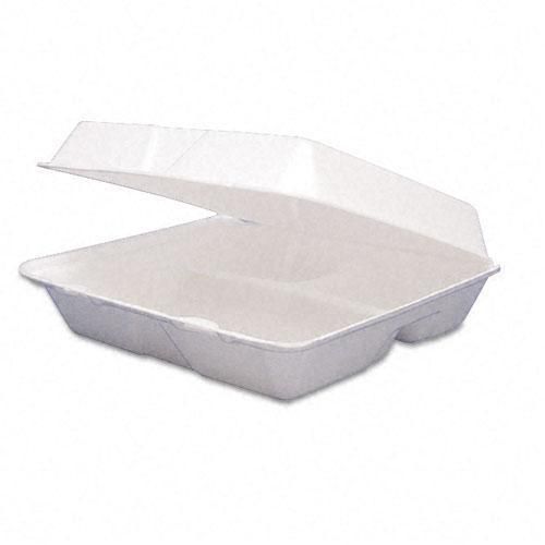 White Dart Carryout Hinged 3-Compartment Food Containers (Case of 200)