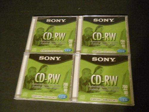 Lot of 4 Sony CD-RW Discs, New In Case, 700MB, 80 Min