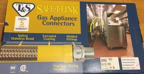 T&amp;S Brass HG-2D-48 Safe-T-Link Gas Hose, Free Spin Fittings3/4&#034;NPT 48&#034; Long*NIB*