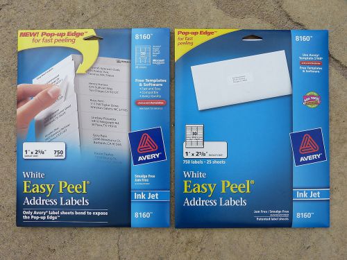 Lot of 2 - Avery White Easy Peel Address Labels 1&#034; x 2 5/8&#034;, #8160, Free Ship
