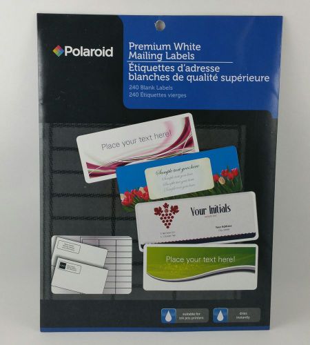 Polaroid Premium Inkjet White Mailing Labels 240 labels per package- BRAND NEW