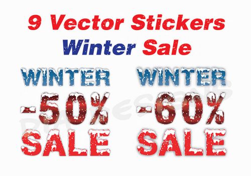 Winter Snow Sales Promotional Stickers / Labels Vector Pack Vol.3 PRINT READY