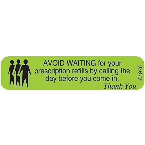 PHARMEX 1-50G Permanent Paper Label, &#034;AVOID WAITING FOR&#034;, 1 9/16&#034; x 3/8&#034;, Green