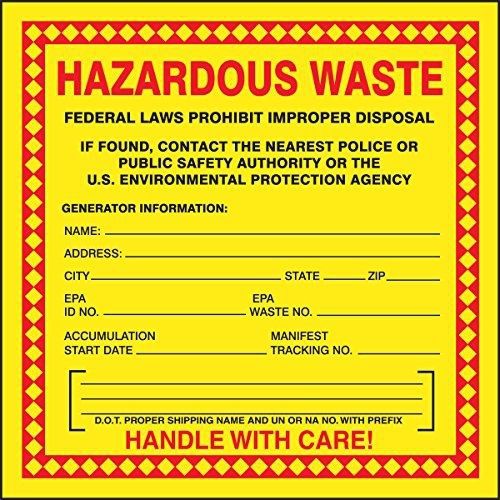 Accuform Signs MHZW20PSP Adhesive Coated Paper Hazardous Waste Label, Legend