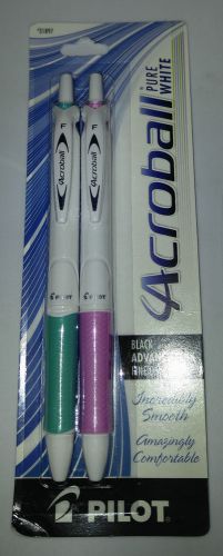 Pilot Acroball Pure White Advanced Ink Gel Pens - Black - 0.7mm - New!