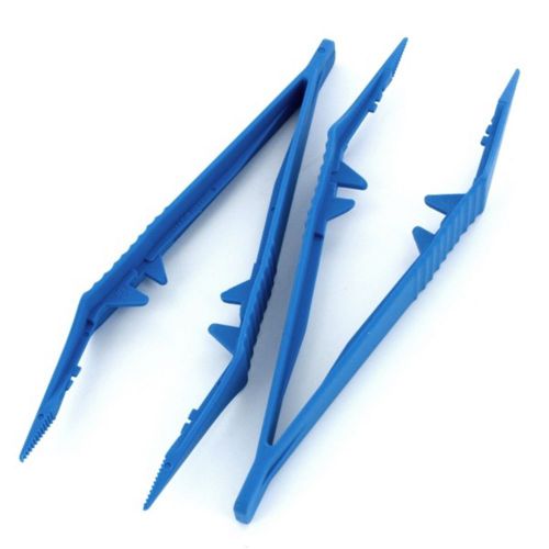 Pack Of 2 Plastic Tweezers - 2x Blue Watch Repair Tools Crafts Multi Purpose