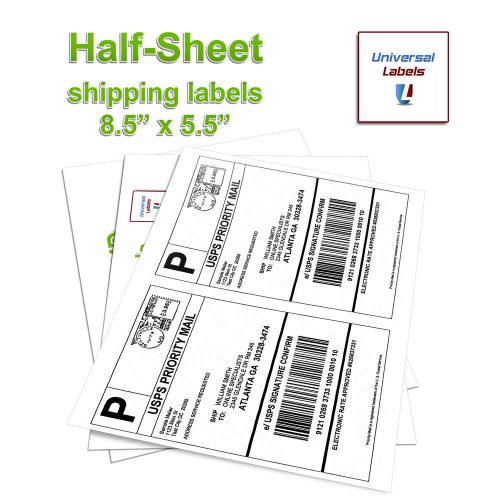 1000 Half Sheet Self Adhesive Shipping Lablels for Laser &amp; Inkjet Printers