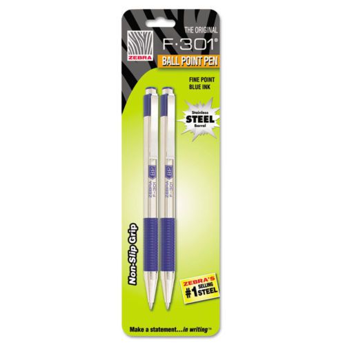 &#034;Zebra F-301 Ball Point Pen, Fine Point, Blue Ink, 0.7mm 2 Pack (ZEB27122)&#034;