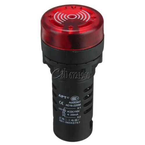 2PCS 110V 22mm AD16-22SM Red LED Flash Alarm Indicator Light Lamp with Buzzer