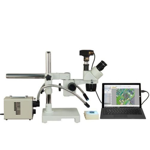 Trinocular 5x-10x-15x-20x-30x-60x 18mp usb 3.0 boom microscope+20w fiber light for sale