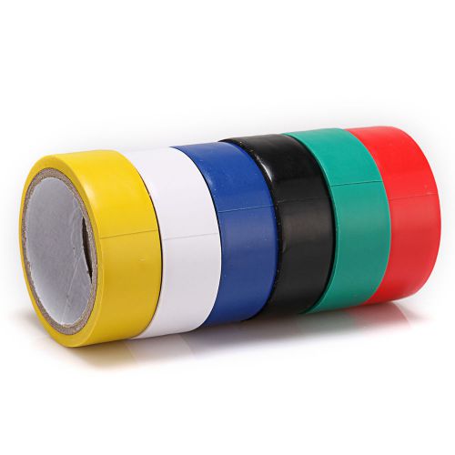 6 roll each color electrical pvc insulating tape 17mm (w) x 300mm (l) for sale