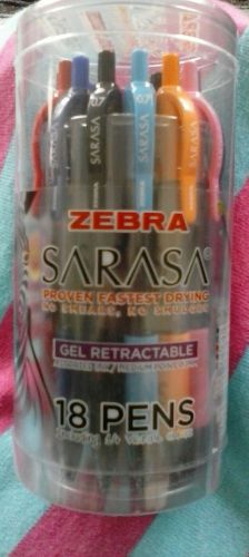 Gel pens 18ct vibrant colors zebra sarasa retractable gel pens fast drying NEW