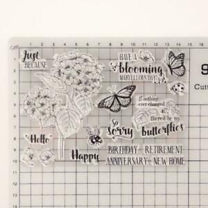DIY Transparent Silicone Clear Stamp Cling Seal Scrapbook Flowers be + N9Q2