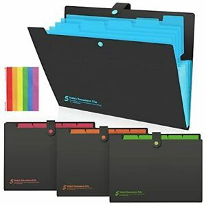 Plastic File Folder A4 Letter Size Expanding File Folders 6 Pockets 4 pack