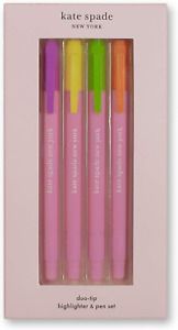 Kate Spade New York Highlighter/Pen Duo Set of 4, Double Ended Pen with Colored