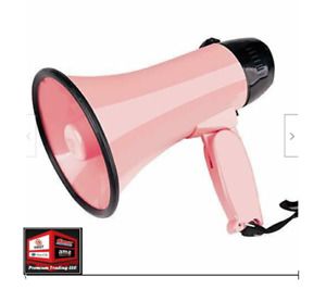 New, MyMealivos Portable Megaphone, Volume Control and Strap, Light Pink