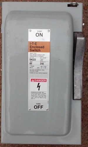 I-t-e heavy duty safety enclosed switch siemens sn-322 60 amp for sale