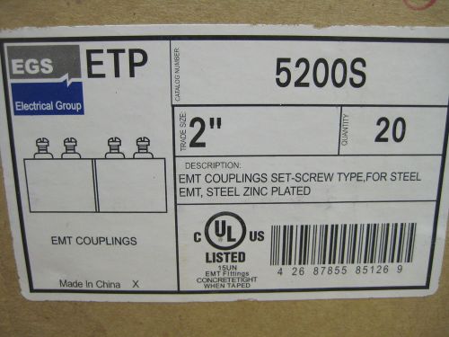 EGS 5200S 2&#034; set screw type conduit couplings EMT coupling 19 ct.