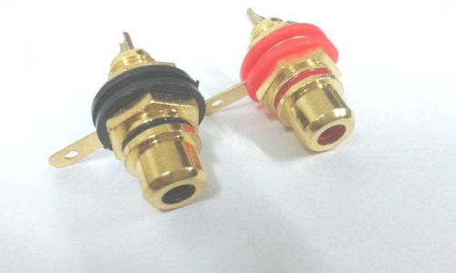 6pcs rca phono chassis panel mount female socket adapter gold plated for sale