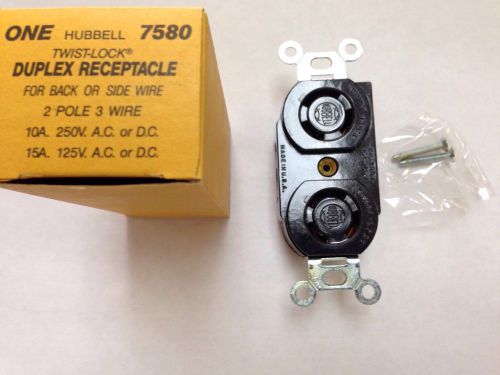 Hubbell 7580 hbl7580 duplex receptacle twist lock 2 pole 3 wire 10a 250v 15a 120 for sale