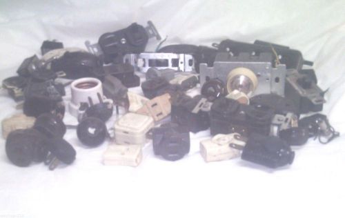 LOT OF VINTAGE PLUGS, SOCKETS, SWITCHES, ETC. AROUND 48 ITEMS, FOUR POUNDS!!