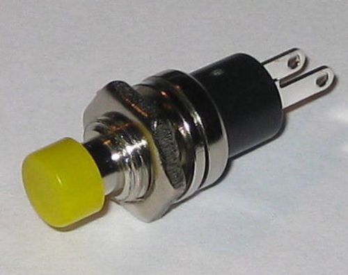 1x new mini push button spst momentary n/o off-on switch 10mm yellow for sale