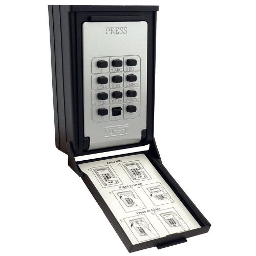 Key card push button combination lockbox wall mount storage office holder black for sale